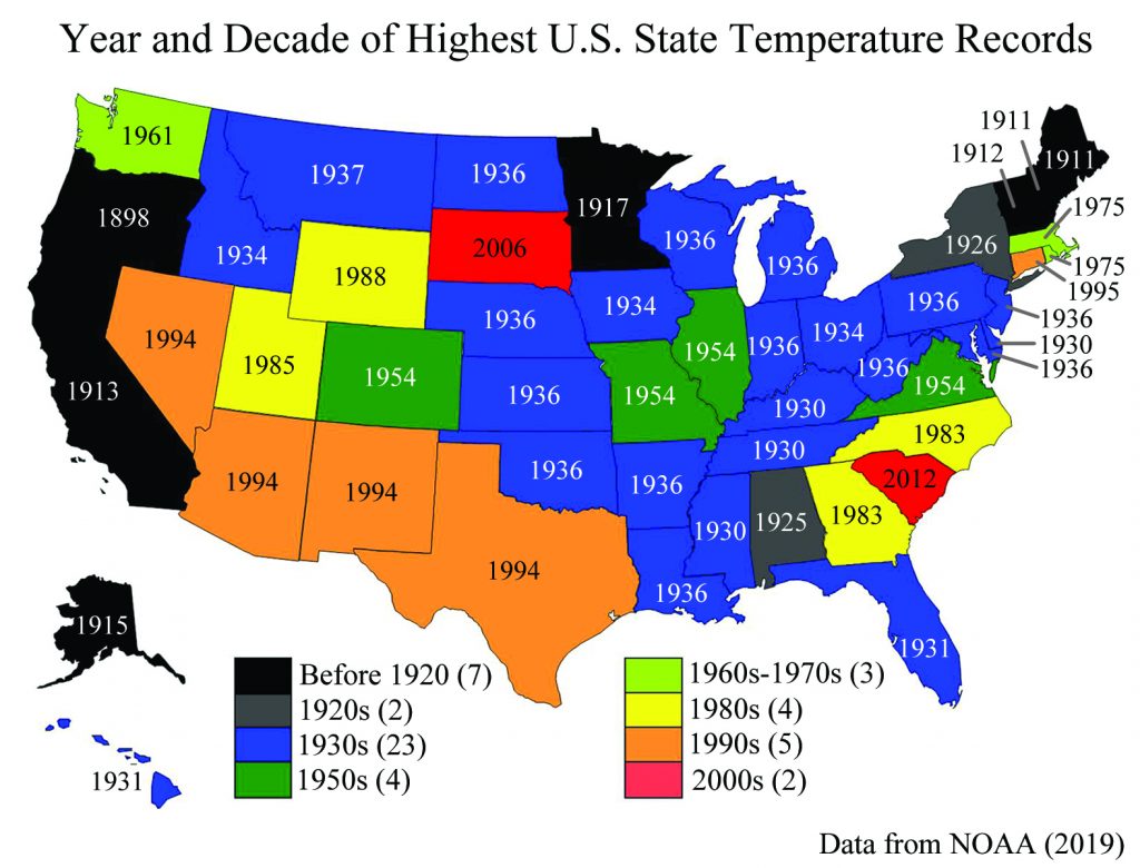 US temperature map